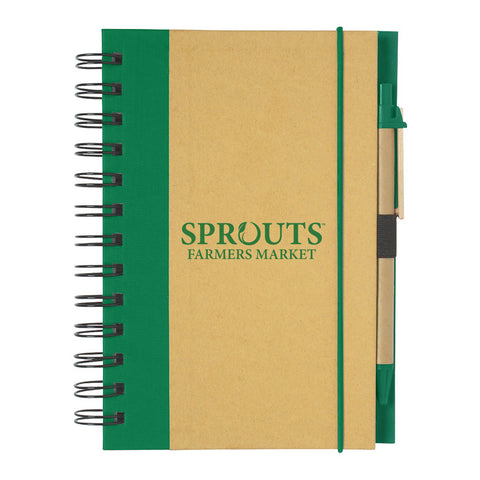 Spiral Notebook (Natural/Green) - 100 Pack