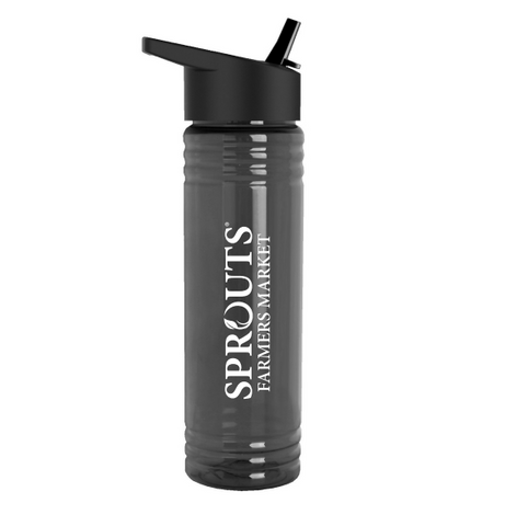 24 Oz. Slim Fit Upcycle Rpet Bottle w/Flip Straw Lid (Black) - 200 Pack