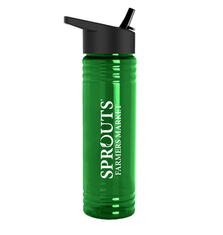 24 Oz. Slim Fit Upcycle Rpet Bottle w/Flip Straw Lid (Green) - 200 Pack